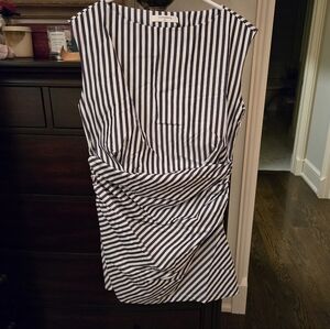 Commence NWT Boatneck Ruched Dress, Sz Xl, Black White Striped
